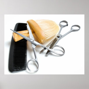 Gereedschap voor oude kapper poster