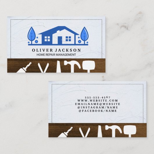 Gereedschap voor thuisreparatie | Huislogo Visitekaartje (Voorkant / Achterkant)