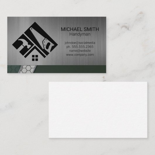 Gereedschap voor thuisreparatie | Metalen geborste Visitekaartje (Voorkant / Achterkant)