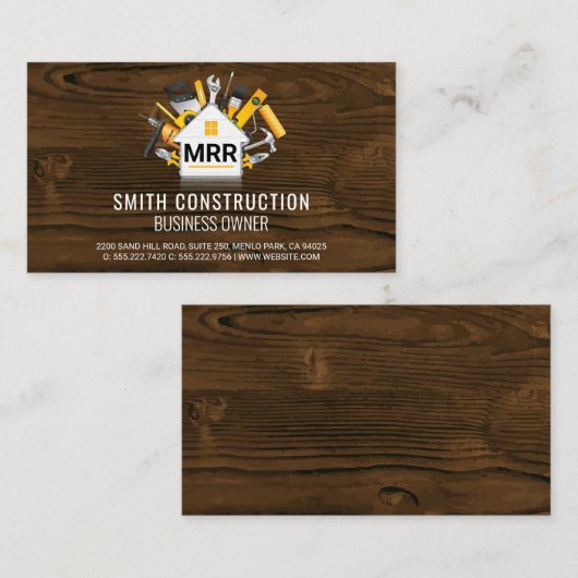 Gereedschap voor thuisreparatie | Monogram Visitekaartje (Voorkant / Achterkant)