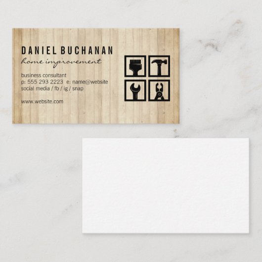 Gereedschap voor thuisreparatie | Timmerman Visitekaartje (Voorkant / Achterkant)