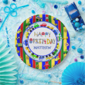 Gereedschap, vrachtwagens, personenwagens, tractor papieren bordje (Feest)