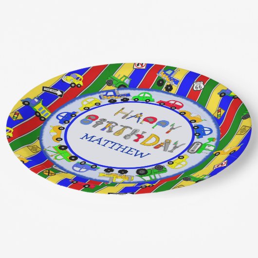 Gereedschap, vrachtwagens, personenwagens, tractor papieren bordje (Gekanteld)