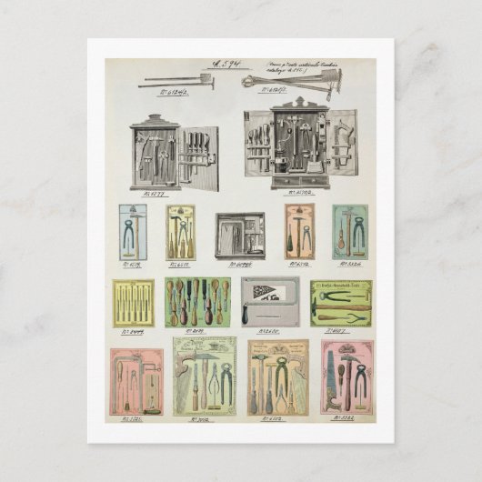 Gereedschappen en gereedschapskisten van een hande briefkaart (Voorkant)