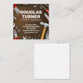 Gereedschappen op houten tafel vierkante visitekaartje (Voorkant / Achterkant)