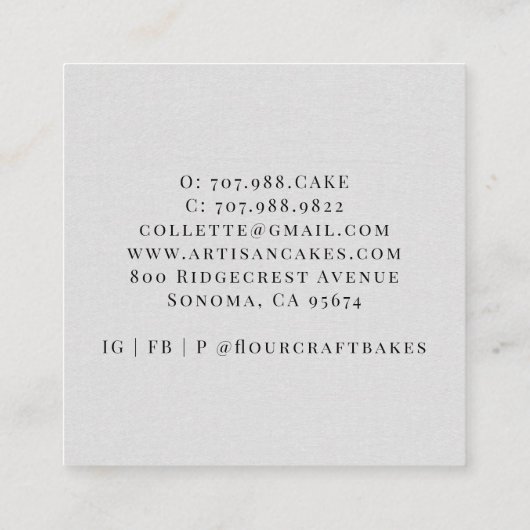 Gereedschappen voor gebak Waterverf Vierkante Visitekaartje (Achterkant)