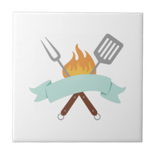 Gereedschappen voor grillen tegeltje