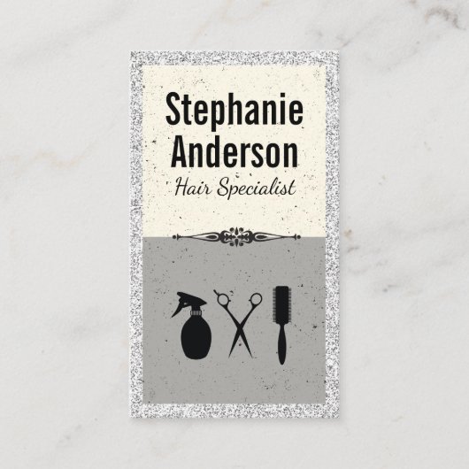 Gereedschappen voor haarstijlen | Fancy glitter Visitekaartje (Voorkant)