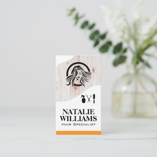 Gereedschappen voor haarstijlen | Hout Visitekaartje (Staand voorkant)