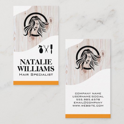 Gereedschappen voor haarstijlen | Hout Visitekaartje (Voorkant / Achterkant)