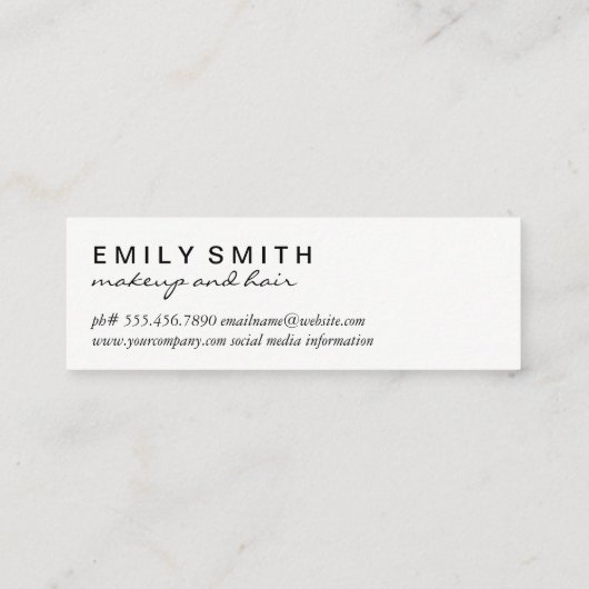 Gereedschappen voor haarstijlen mini visitekaartje (Achterkant)