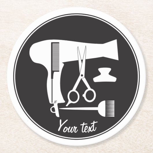 Gereedschappen voor haarstijlen ronde kartonnen onderzetter (Voorkant)