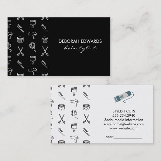 Gereedschappen voor haarstijlen visitekaartje (Voorkant / Achterkant)