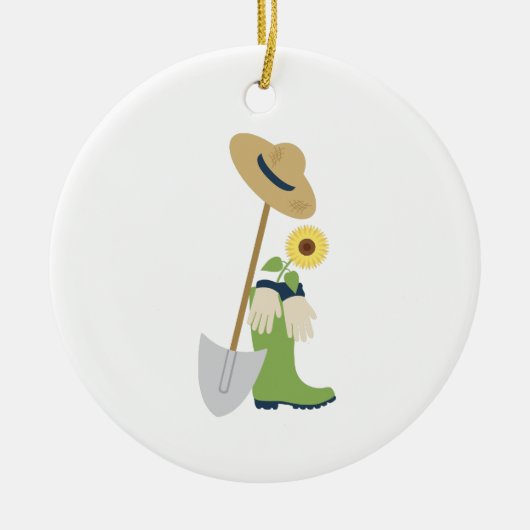 Gereedschappen voor tuinonderhoud keramisch ornament (Voorkant)