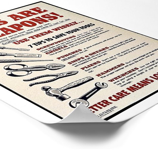 Gereedschappen zijn wapens! poster (Hoek)