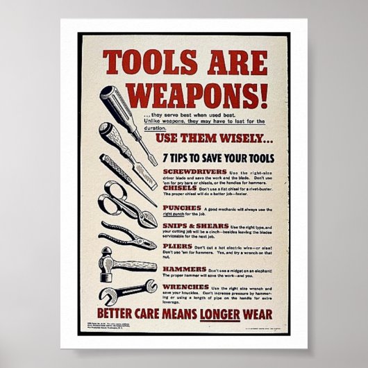 Gereedschappen zijn wapens! poster (Voorkant)