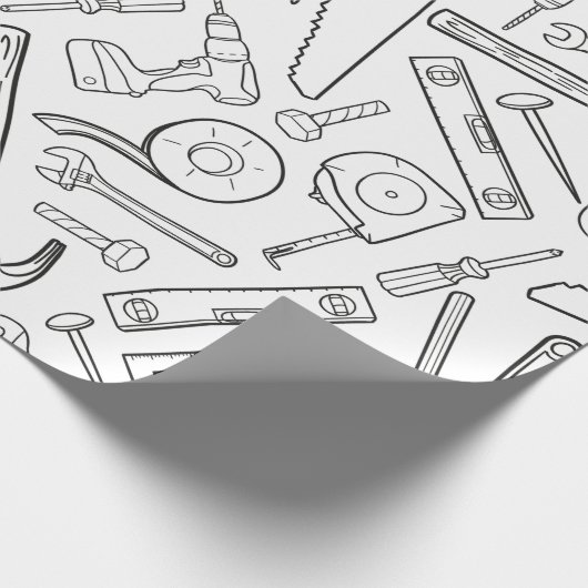 Gereedschappen zwart-wit cadeaupapier (Hoek)