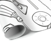 Gereedschappen zwart-wit cadeaupapier (Rol Hoek)