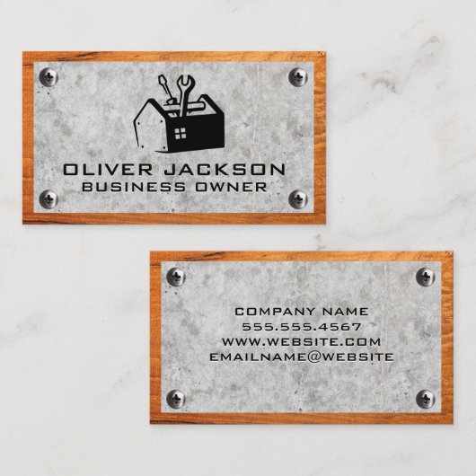 Gereedschapskist | Betonschroeven voor hout en met Visitekaartje (Voorkant / Achterkant)