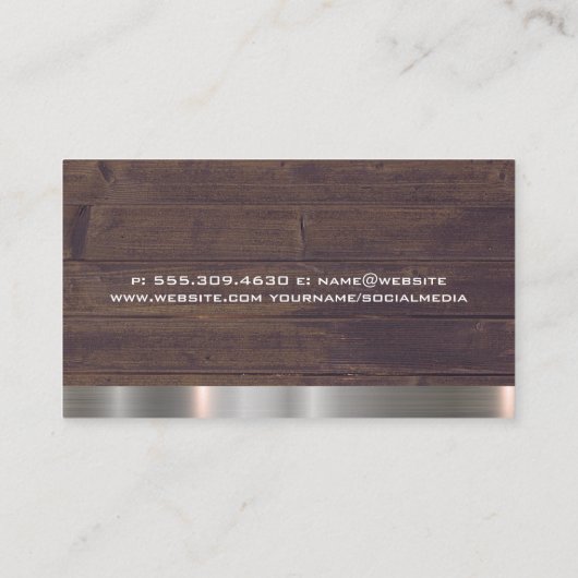 Gereedschapskist | Houten Planken Metalen Geborste Visitekaartje (Achterkant)