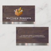 Gereedschapskist | Houten Planken Metalen Geborste Visitekaartje (Voorkant / Achterkant)