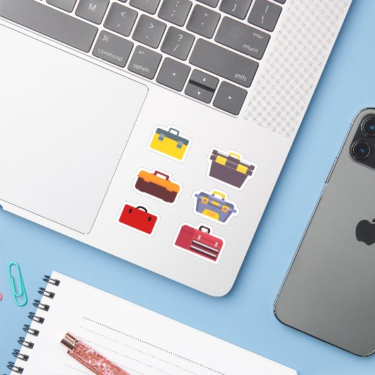 Gereedschapskist Stickers (Laptop met iPhone)