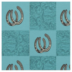 Gereedschapsleer Print Blauwgroen Block Print Hoef Stof