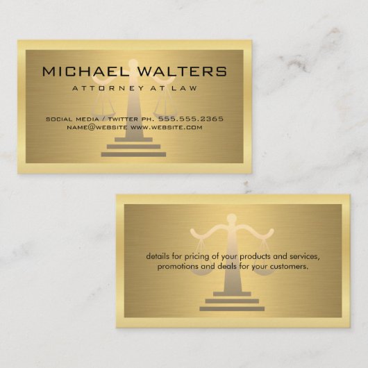 Gereedschapsschalen / Gold Metallic / Gold Border Visitekaartje (Voorkant / Achterkant)