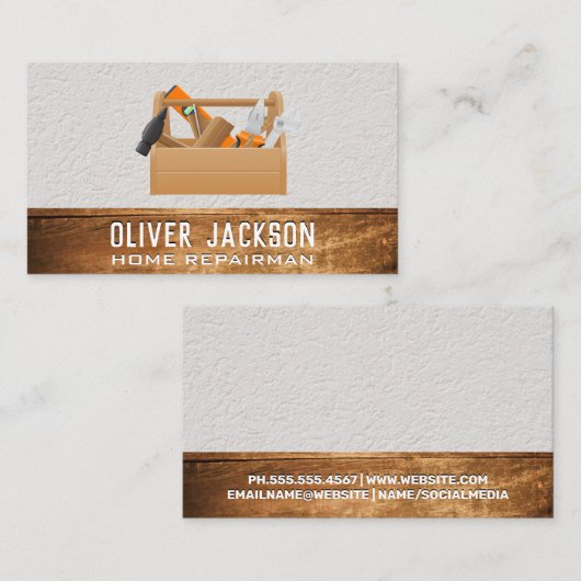 Gereedschapsvak | Hout- en wandtextuur Visitekaartje (Voorkant / Achterkant)