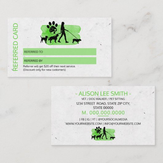 Gerefereerd meisje met een portierwandelaar visitekaartje (Voorkant / Achterkant)