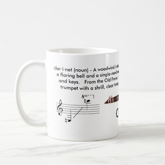 Geregeld (11 oz.) Clarinet mok (Links)