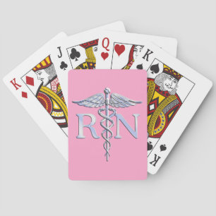 Geregeld Verpleegster RN Caduceus op Licht Roze De Speelkaarten