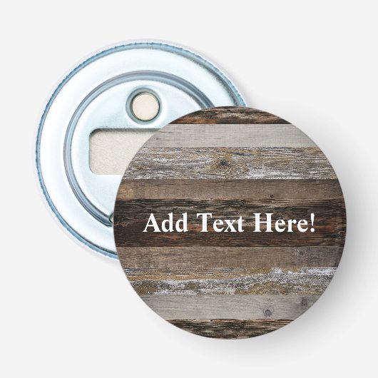 Geregenereerd hout Rustic Barn Board  hout Button Flesopener (Voorkant)