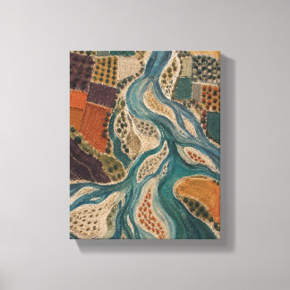 Geregenereerde rivierdelta | Moderne Textiel Abstr Canvas Afdruk