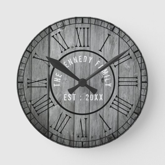 Geregenereerde ruitbossen Black Roman Numals Ronde Klok (Voorkant)