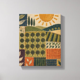 Geregenste Zon over het Boomgaardraster Folk Abs Canvas Afdruk