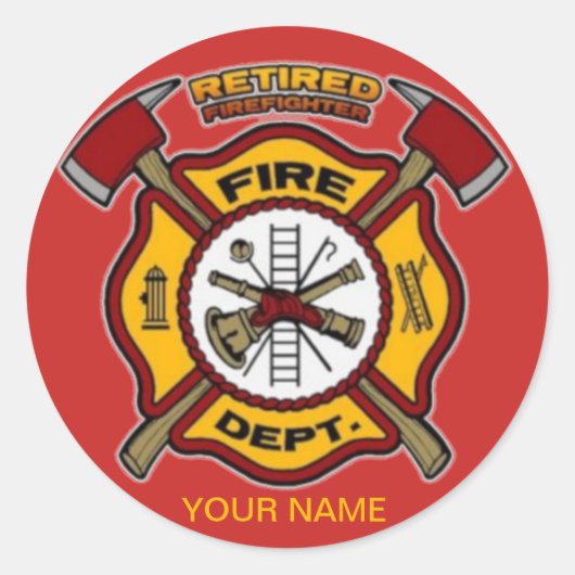 GEREGERDE FIREFIGHTER RONDE STICKER (Voorkant)