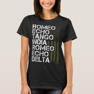 GEREGERDE militaire Mannen Vrouwen fonetisch alfab T-shirt