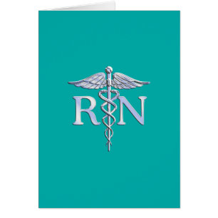 Geregistreerd Nurse RN Caduceus op Turquoise