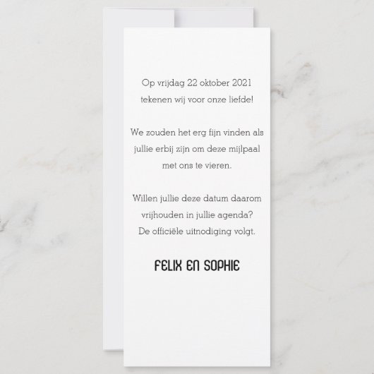 Geregistreerd partnerschap kaart tekst (Achterkant)