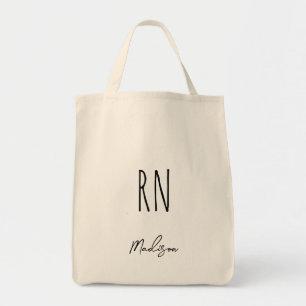 Geregistreerd rammelmonogram voor het zwarte scrip tote bag