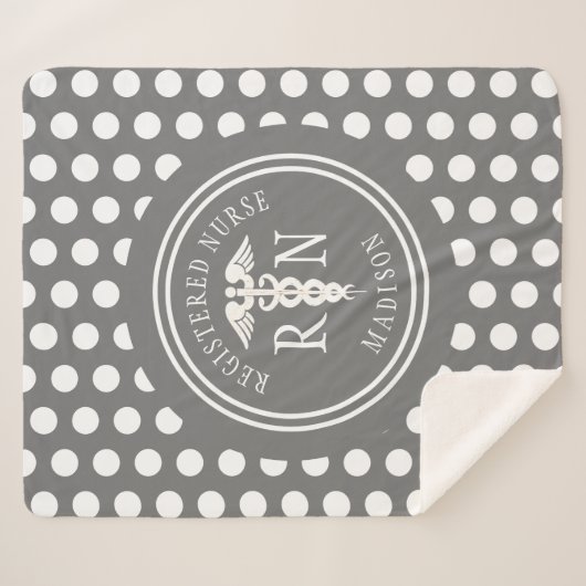 Geregistreerd urse Afstuderen grijs wit monogram Sherpa Deken (Voorkant (horizontaal))