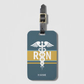 Geregistreerd urse Blue Gold Caduceus, op maat ges Bagagelabel (Voorkant (verticaal))