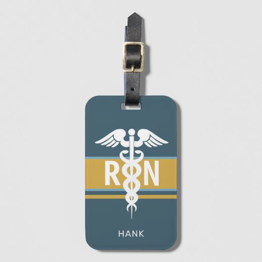 Geregistreerd urse Blue Gold Caduceus, op maat ges Bagagelabel (Voorkant (verticaal))