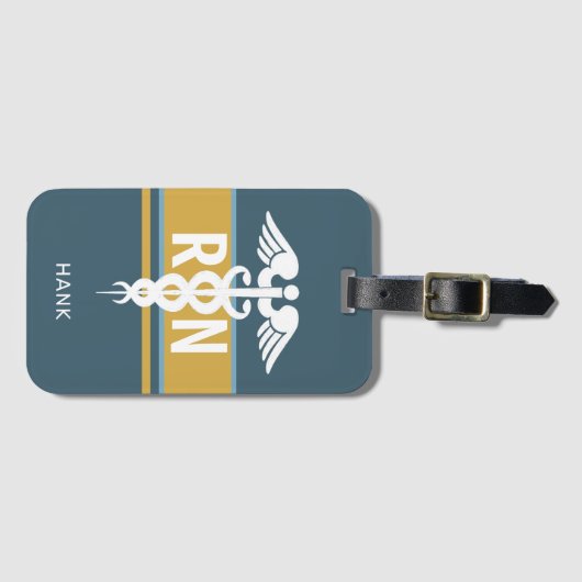 Geregistreerd urse Blue Gold Caduceus, op maat ges Bagagelabel (Voorkant (horizontaal))