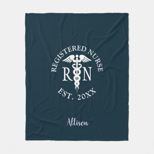 Geregistreerd verpleegkundig Afstuderen Blauwe Gep Fleece Deken (Voorkant)