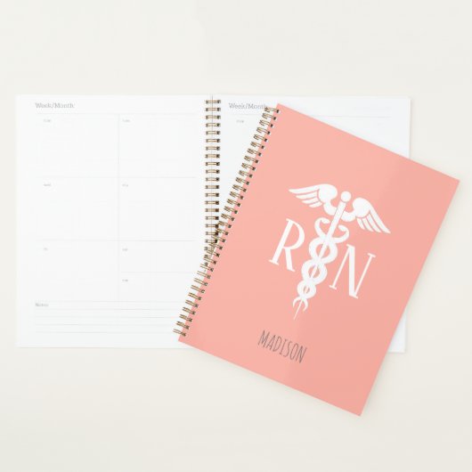Geregistreerd verpleegkundig medisch koraal roze g planner (Display)