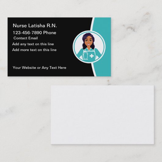 Geregistreerd verpleegkundige Afrikaans-Amerikaans Visitekaartje (Voorkant / Achterkant)