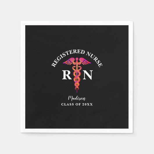 Geregistreerd Verpleegkundige Afstuderen Roze Zwar Servet (Voorkant)
