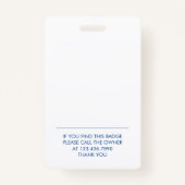 Geregistreerd verpleegkundige ID-nummer Blauw Wit Badge (Achterkant)